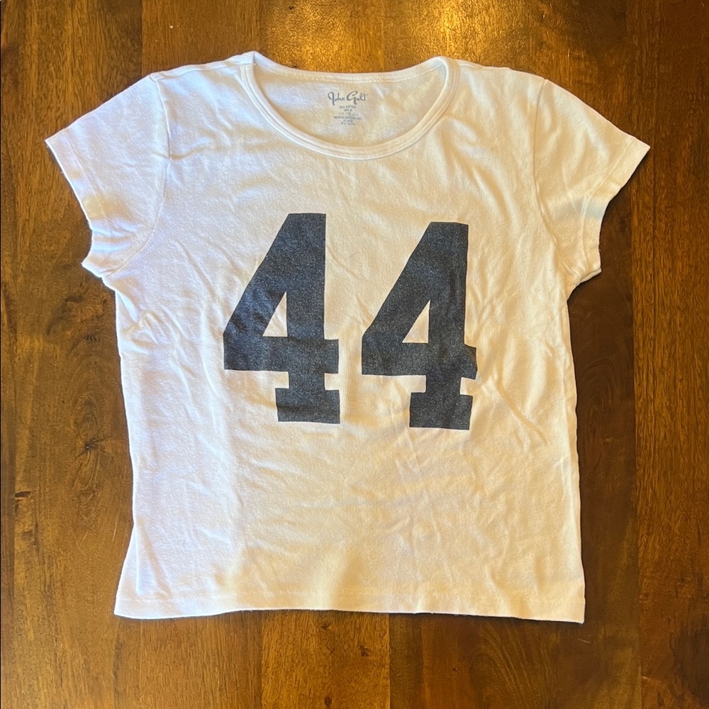 Brandy Melville White Tee with Navy Number Graphic